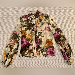 Sheer Burberry button down blouse